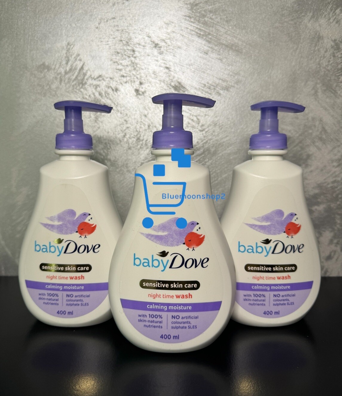 3 x 400ml Baby Dove Sensitive Skin Care - Night Time Wash Calming Moisture