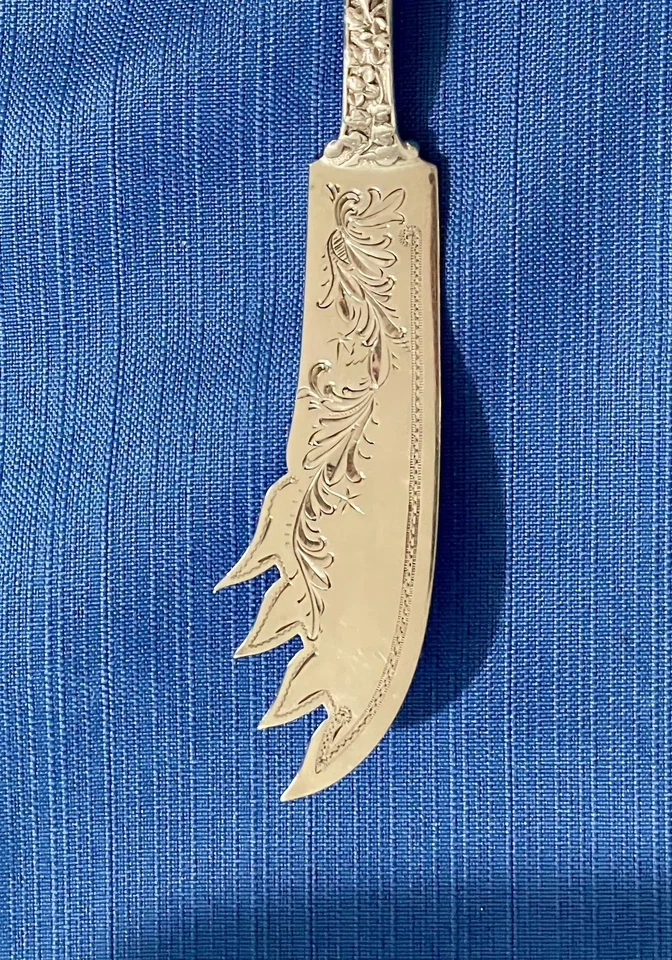 Raro Cuchillo de Queso Gorham Cluny Plata Esterlina - Corte Brillante Antiguo Original Foto 4 de 4