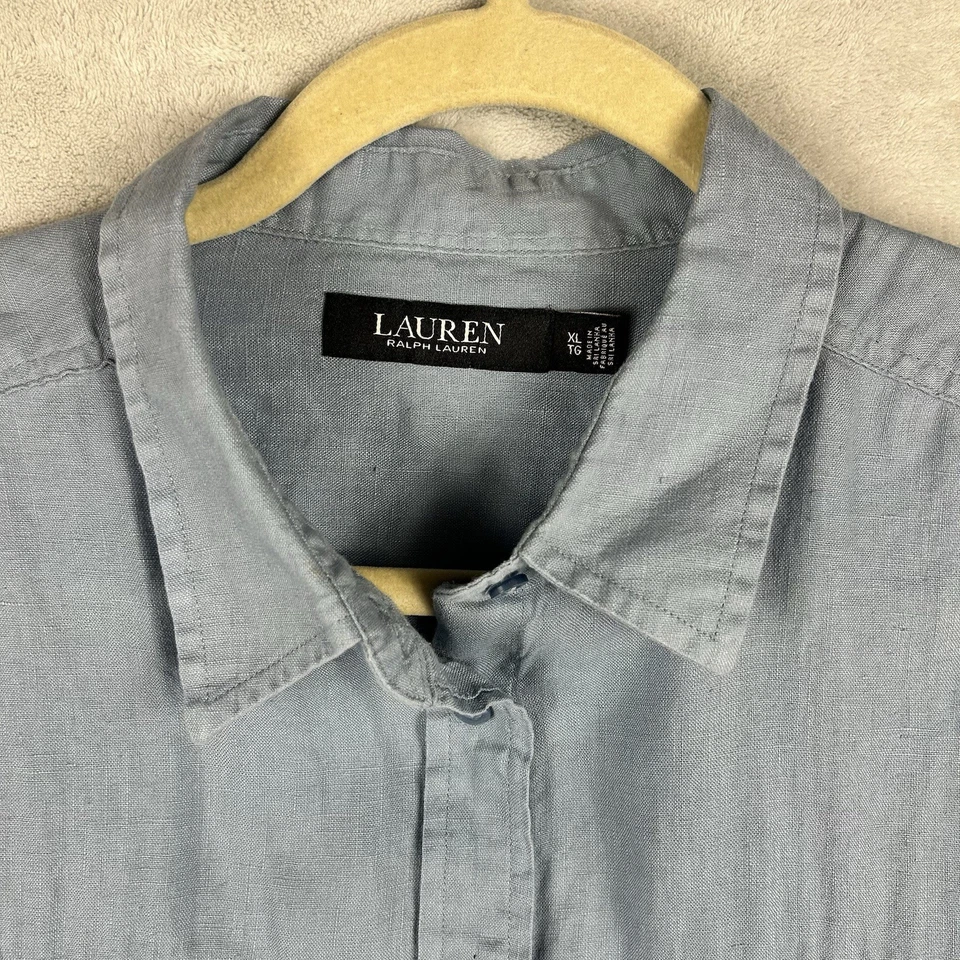 Camisa Polo Ralph Lauren Western Denim Para Mujer XL Azul Cambray Country Foto 3 de 4