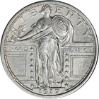 1917-P Type 1 Standing Liberty Quarter Full Head Nice Unc Details Strong Strike