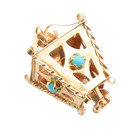 EUROPEAN 18K GOLD Vintage Revival Style Turquoise Solid Pendant GP355