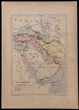 1890ca - Carta Antica Asia (Oriente) - Incisione Antica