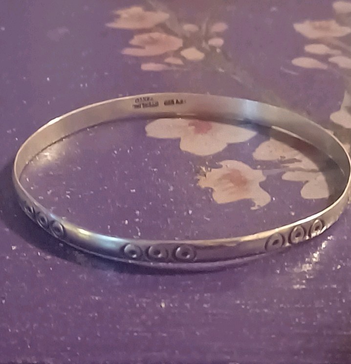 Taxco Sterling Solid Silver Bangle Bracelet Mexic… - image 1