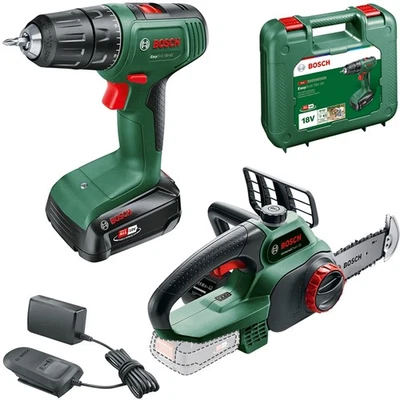 Bosch Akku-Bohrschrauber EasyDrill 18V-40 inkl Akku-Kettensäge UniversalChain 18
