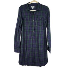 Old Navy Blue Green Tartan Plaid Dress Women Small Tall Preppy Academia
