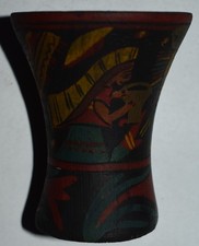 BEAUTIFUL INCAN RITUAL KERO, POLYCHROMED FIGURES 3"