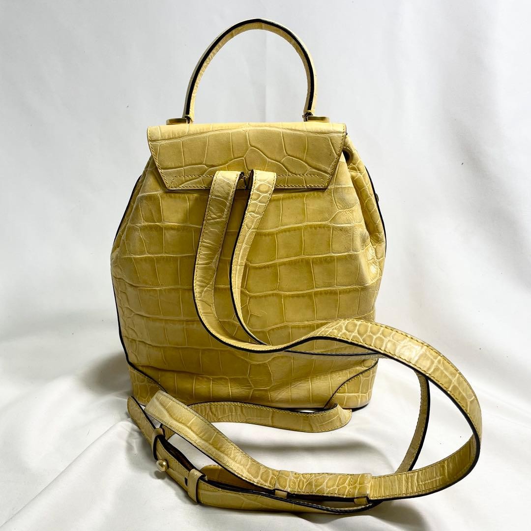 Celine Backpack Croco Embossed Drawstring Leather… - image 3