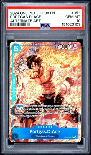 2024 ONE PIECE OP08-TWO LEGENDS ALTERNATE ART #052 PORTGAS D. ACE PSA 10