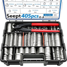 405pcs 15-sizes 304 Stainless Steel Single Ear Hose Clamps With Ear Clamp Plier