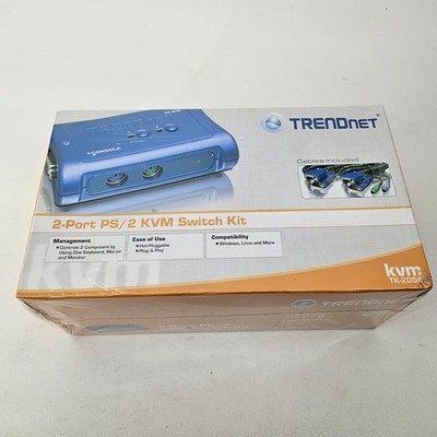 Trendnet TK-205K 2-port Ps/2 Kvm Switch Kit New Cables Included Sealed