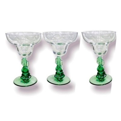 Luminarc France Siesta Margarita Long Stem Glasses Jade Color Set of 3 Vintage