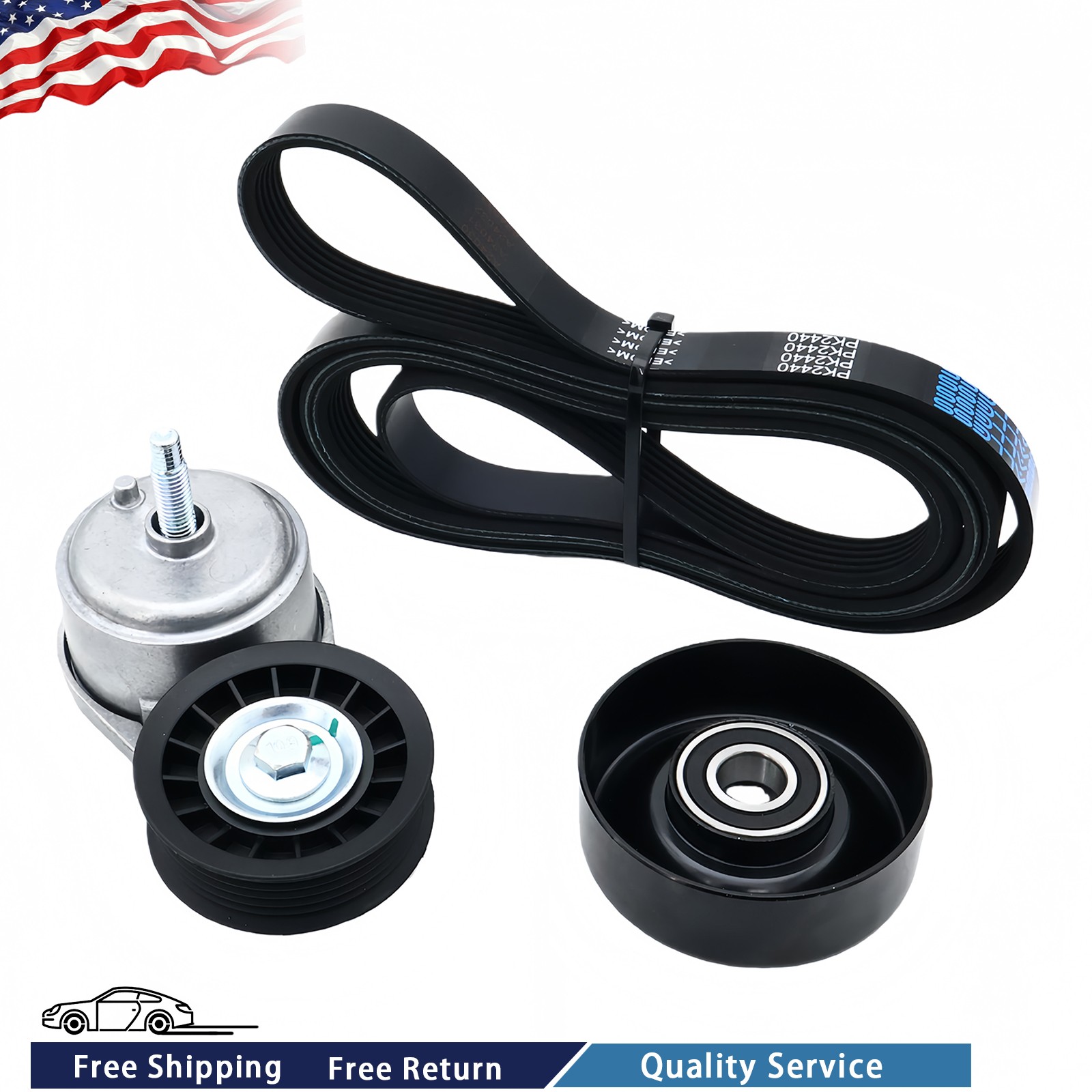 38001 For Chevy CMC C1500 2500 Serpentine Belt Tensioner Idler Pulley Kit NEW thumbnail 2