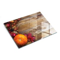 KüChenbrett Aus Glas Sicherheitsglas Mit SilikonfüßEn KüRbis BläTter 40X30 Cm