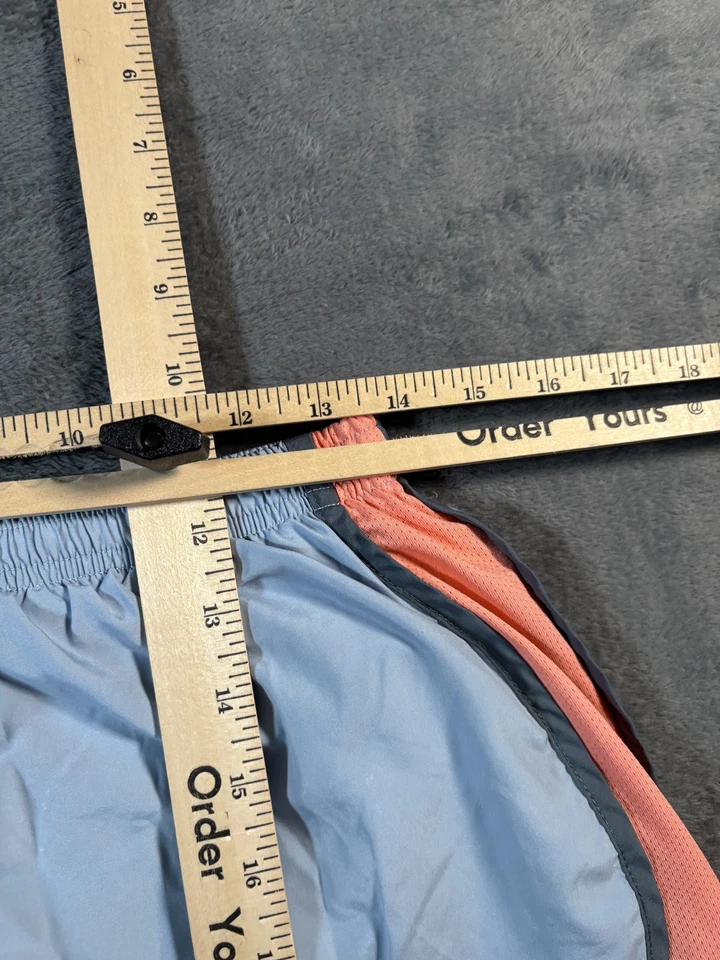 Pantalones Cortos para Correr Nike Dri-FIT Para Mujer Medianos Azul Naranja Malla Borde 716453-470 Foto 4 de 4