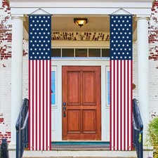 4th of July Decorations Patriotic Banner 70x13 Inch Red White Blue Party Decor