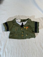 Build A Bear US ARMY Officer Military Uniform Shirt - BAB Outfit Green Medals