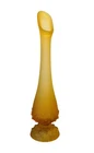 Fenton Satin Amber Swung Vase Frosted Glass Hobnail Base 10” Flawless