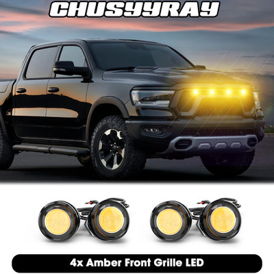 4pcs LED Amber Grille Mark light Eagle Eye Lamp Kit FOR Ford Raptor Style
