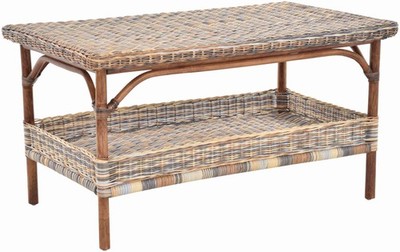 Rattan-Tisch Beistelltisch Couchtisch Ablage 100x59cm  (Rechteckig-Mehrfarbig)
