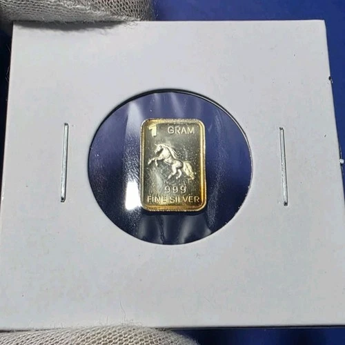 UNICORN 🦄 - 1 Gram .999 Fine Pure Silver Bullion Mini Bar Ingot Coin - TONED