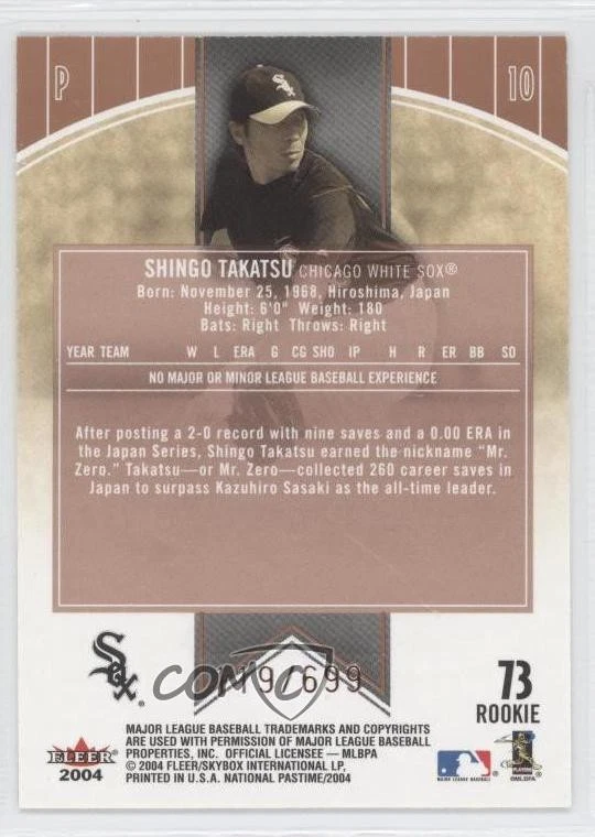 2004 Fleer National Pastime /699 Shingo Takatsu #73 Rookie RC - Image 2 of 2