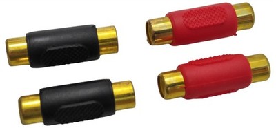 2 Lot Q-Power RCA Female to Female Coupler Adapter Gold Plated Red & Black Sets