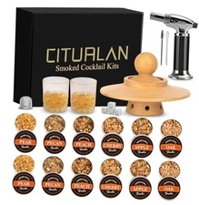 23Pcs Whiskey Smoker Kit with Torch & 6 Wood Chip Whiskey Smoker Kit-23Pcs