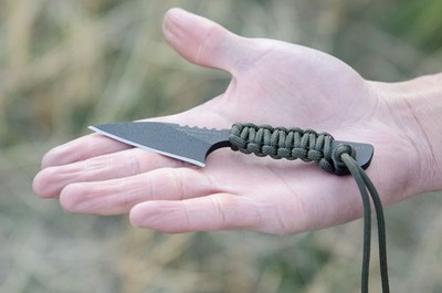 TOPS Mini Hoffman Fixed Knife 2.5'' 1095HC Steel Blade Green Cord Wrapped Handle