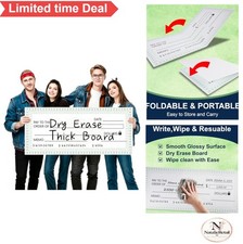 Oversized Giant Check 33 x 14 Inch Dry Erase Reusable Blank Fundraiser Prop