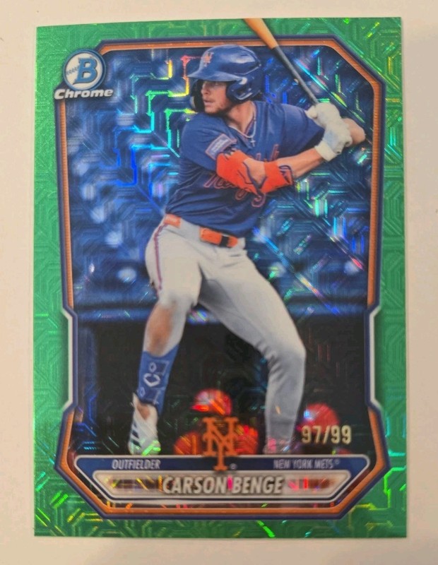 2026 Bowman Chrome Mojo Carson Benge Refractor Serial Numbered /99 Green