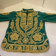 For Children Of Both Sexes, Aged 4-6 Years, A Moroccan Set Of Green Velvet Shirt