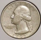Silver Quarter - Washington - 1942-S (Maybe cleaned)