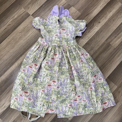 Girls Floral Fit & Flare Collared Short Sleeve Button Bow Knee Dress