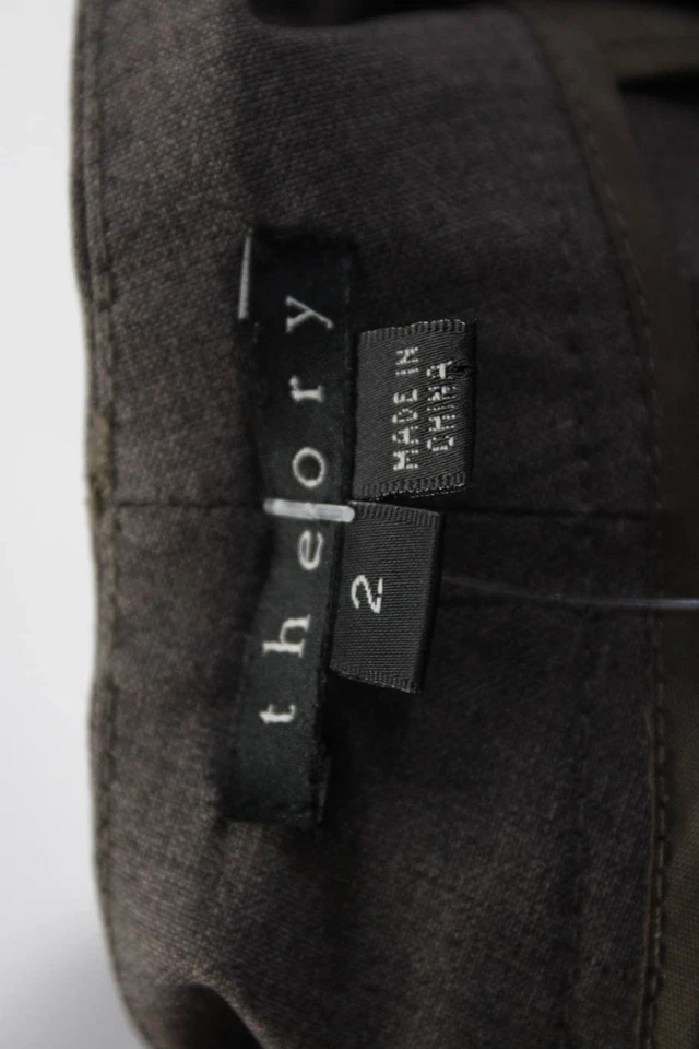 Theory Womens Wool Zip Up Hook Closure Straight Pencil Skirt Brown Size 2 - Image 4 of 4