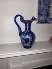 Fenton Vase/Pitcher Carnival Glass with Handpainted Flowers