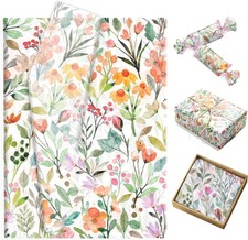 100 Sheets Colorful Floral Tissue Paper Gift Wrapping Supplies Watercolor Flower