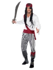 Smiffys Pirate Man Costume Set - Shirt, Trousers, Headpiece Belt, 42-44"