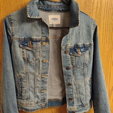 Old Navy Girls Denim Jacket XS Blue Button Front Long Sleeve Collared Pockets