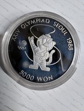 5000 Won Silber M&uuml;nze Korea Olympiade 1988 Seoul 1986