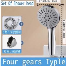 High Pressure Shower Head 4 Settings Handheld Shower Heads Spray With 5 FT Hose