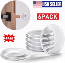 6Pcs Door Stopper Wall Protector Round Silicone Door Knob Self-Adhesive Bumpers