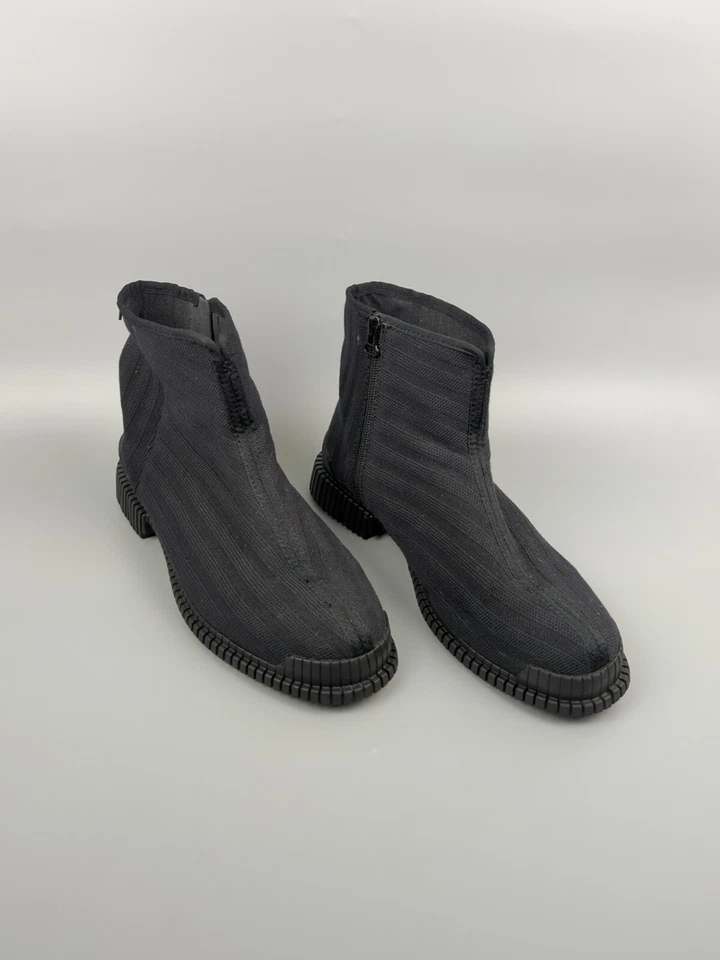 NWT Free People Camper Pix Tencel Black Tightknit Zip Front Boots Size 42 - Image 3 of 4