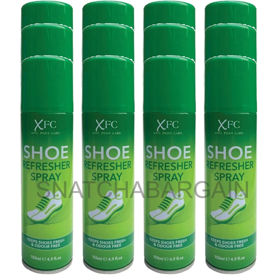 12 x XFC SHOE,BOOT, TRAINER ODOUR FREE ANTI-BACTERIAL REFRESHING SPRAY 150ml