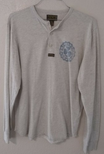 Mens Cream Long Sleeve Henley 06-KH1 | eBay
