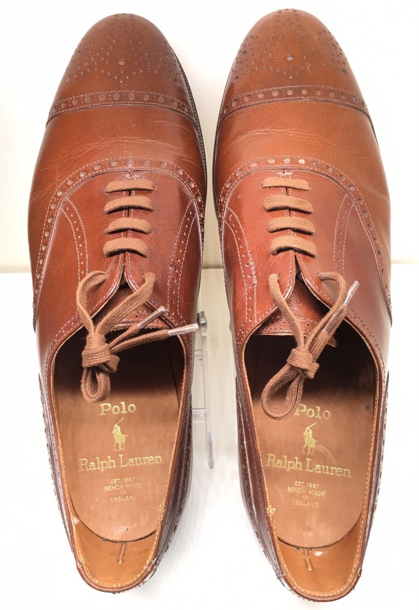 New* ? Ralph Lauren 10 D Brown Cap Toe Polo Semi-Brogue  display picture 3