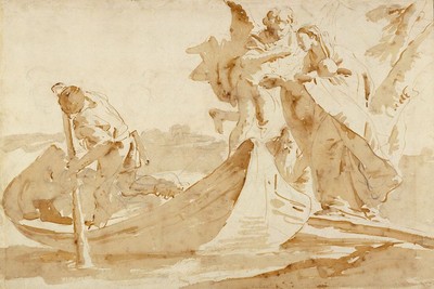 Flight into Egypt (recto); Various Studies (verso) > Tiepolo, Giovanni Battista