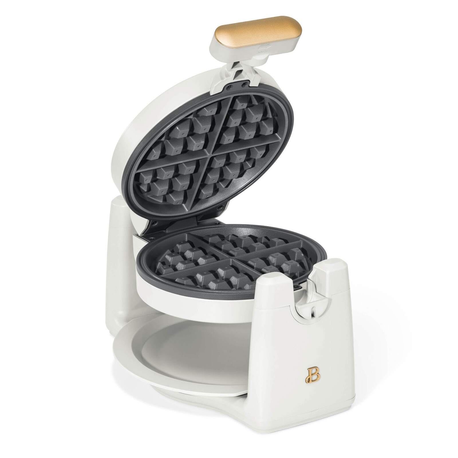 Drew Barrymore White Icing Beautiful Rotating Belgian Waffle Maker-image