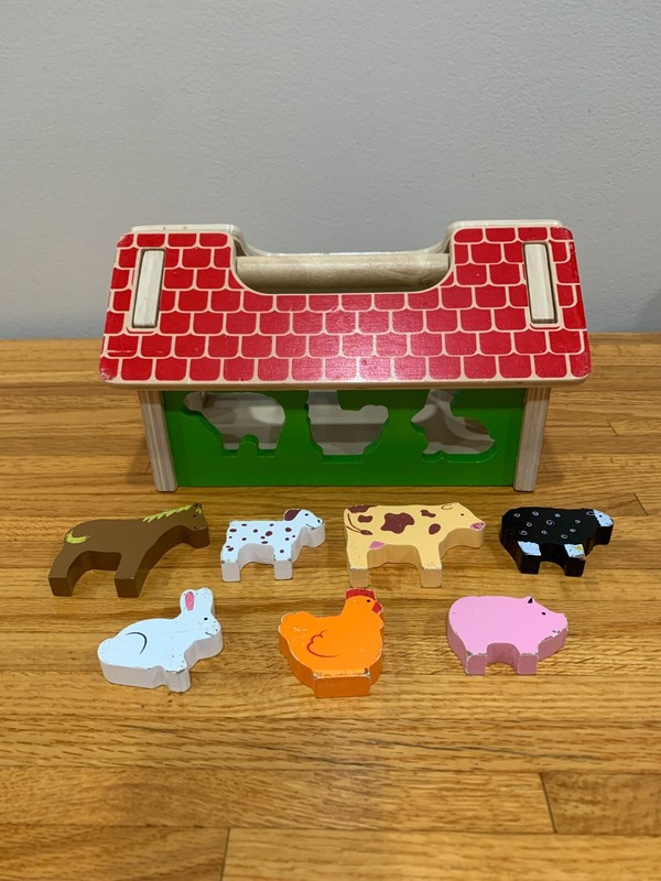 Bigjigs Toys Shape Sorter Wooden Farm Animals Kids Children's Wood Puzzle