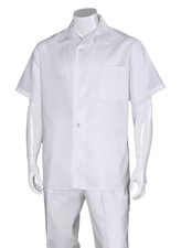 Men's Solid Luxury Linen Casual Walking Shirt w/ Pants 2pc Set