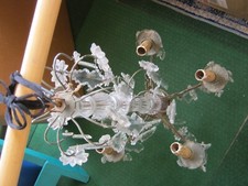 Ancien Lustre en Bronze doré 5 Branches à Pampilles en cristal SUPERBE.